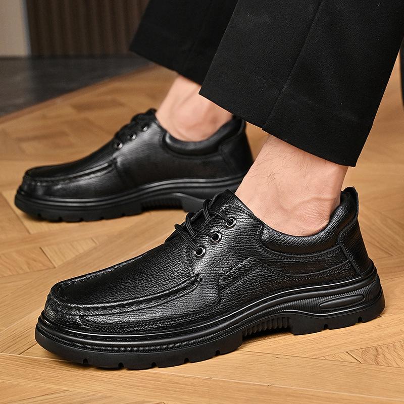 2025 British style men's business leather shoes trend platform large size casual shoes spring, autumn and winter velvet warm men's shoes