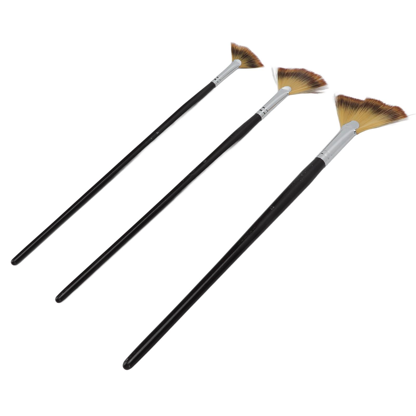 

Набор из 3 веерных кистей для рисования с длинной ручкой, мягкой щетиной, хорошей прочностью, веерообразная нейлоновая кисть для рисования