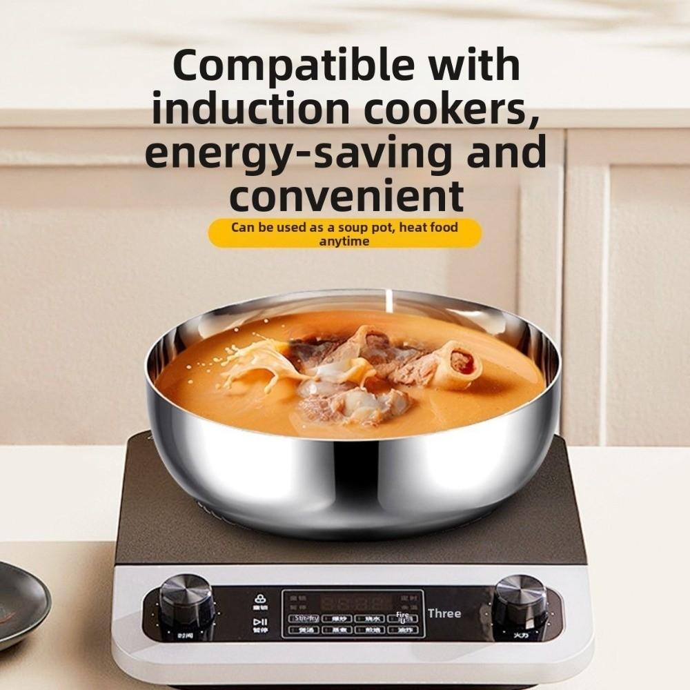 Stainless Steel Flour Mixing Bowl without Lid Gold Silver Soup Salad Bowl Multi Purpose Large Capacity Cooking Basin