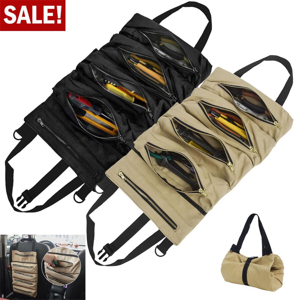 Roll Up Tool Bag Multi-pocket Design Multi-purpose Hanging Carrier Pouch For Screwdrivers Sockets Wench