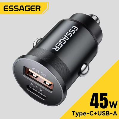 Essager 45W Araç Şarj Cihazı QC 3.0 Huawei Xiaomi İçin Hızlı Şarj SCP Samsung AFC Hızlı Şarj PD 3.0 Tip C Taşınabilir Telefon Şarj