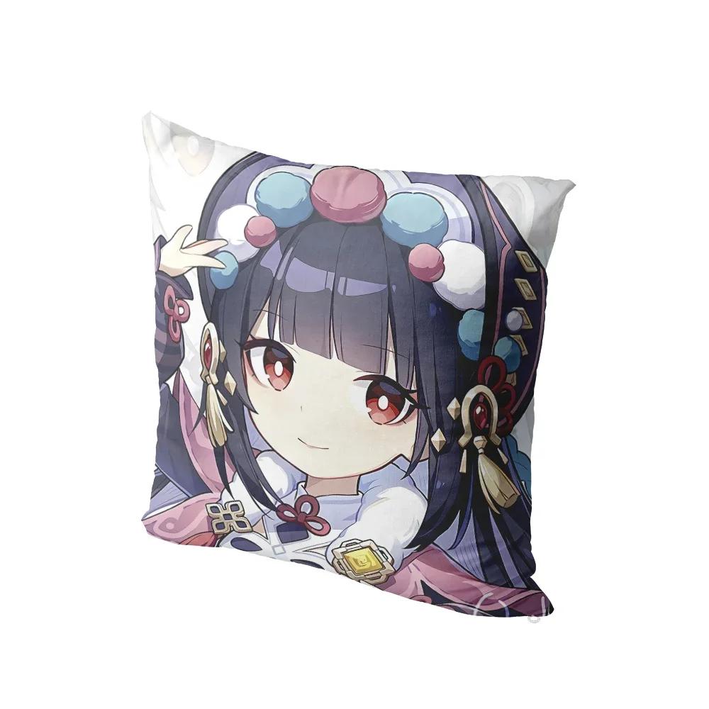 Tvådimensionella Genshin Kuddfodral Sovsal Soffa Sängkant Kuddfodral Tecknad Anime Dekor Tvåriktad Prydnadskudde