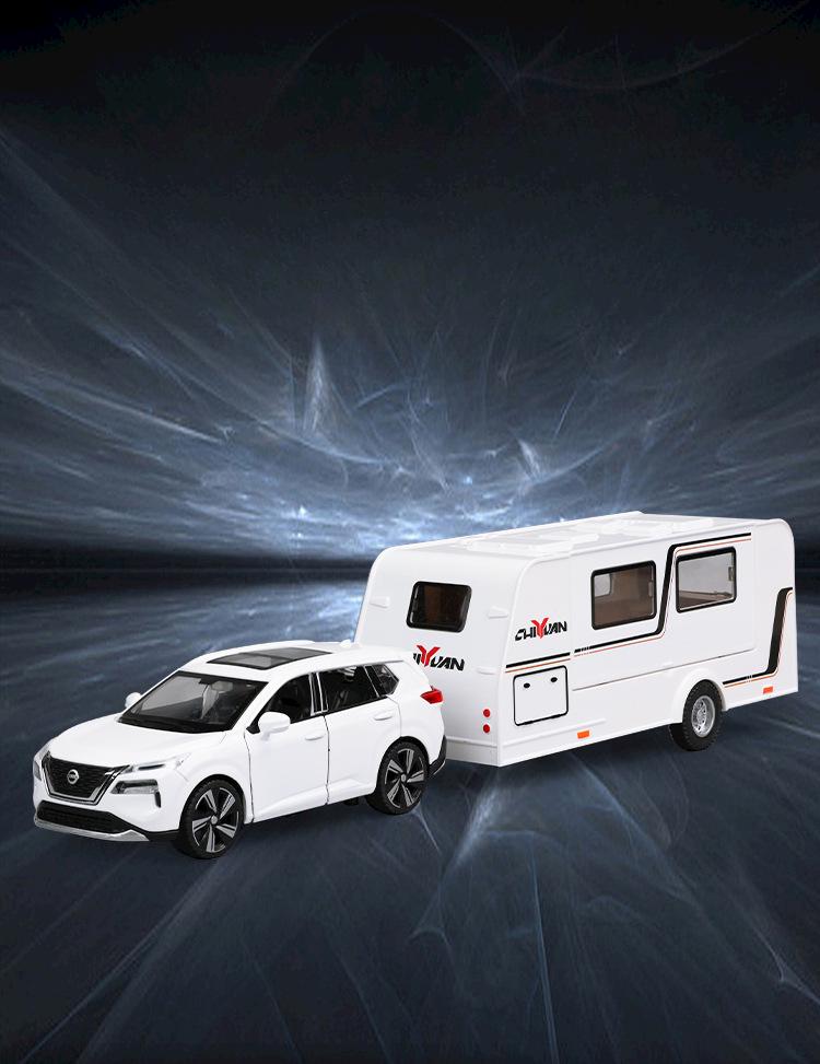 Zhongyuanxing 21016FC Towable Caravan Alloy Toy Car Model with Sound and Light Features.