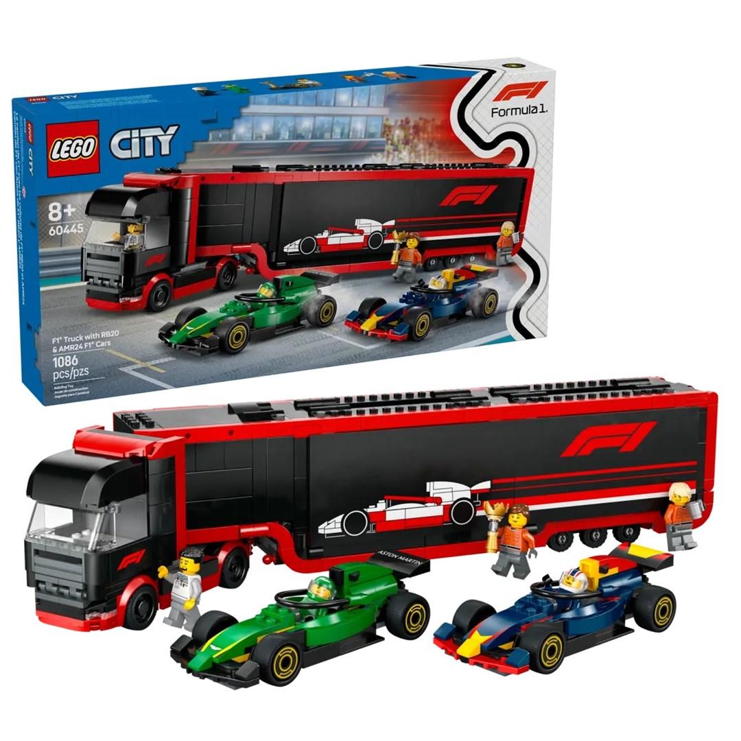 LEGO CITY 60445 Camion F1 con monoposto RB20 e AMR24 F1