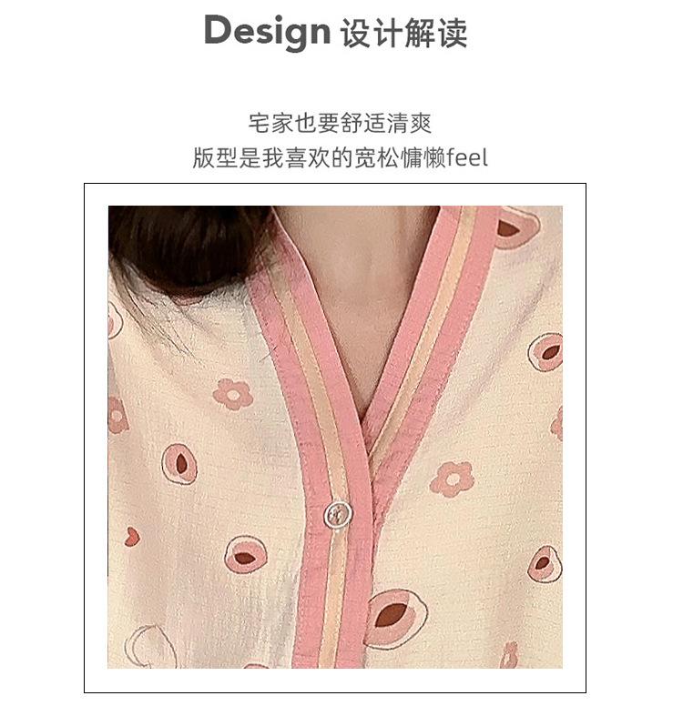 Pajamas women's summer bubble cotton yarn thin short-sleeved trousers cute cartoon Korean version flower summer loungewear two-piece set