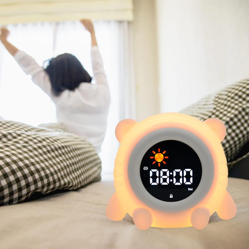 Children's Soft Silicone Tiger Night Light & Sleep Reminder Clock