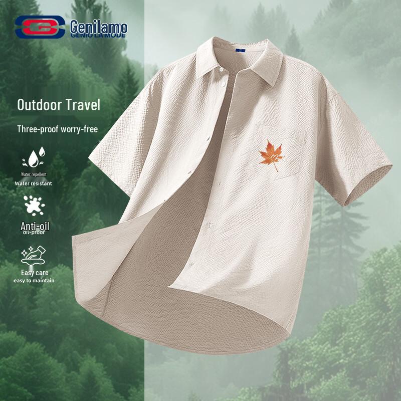 GENIOLAMODE Men s Casual Breathable Short Sleeve Shirt 2XL