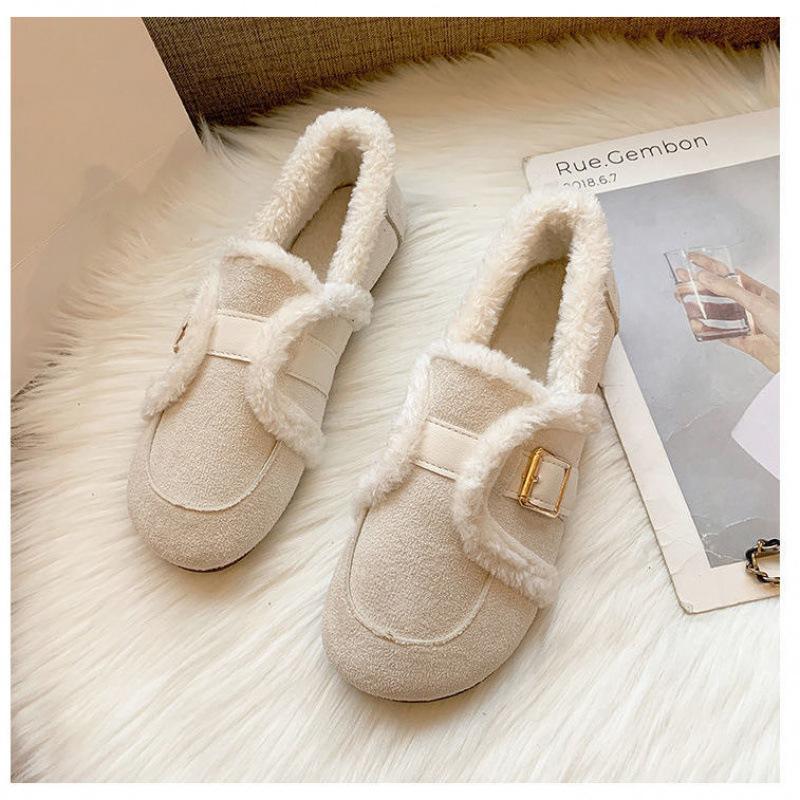 

Обувь Doudou с одной педалью, женская, осенне-зимняя, новая, обувь Mao Mao, супермягкая, нескользящая, верхняя одежда, теплая, универсальная, зимняя, хлопковая обувь с плоской подошвой 35