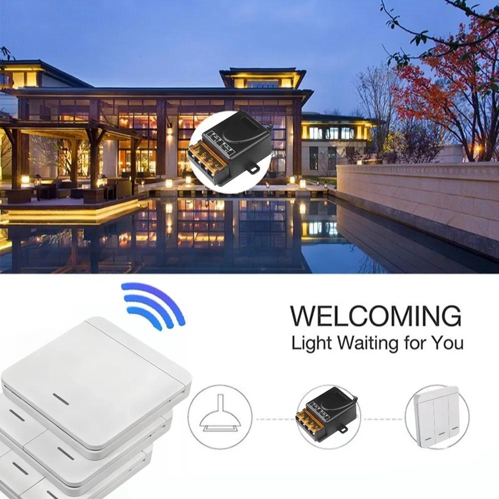 Wireless ON OFF Switch RF 433 Module Remote Control Light Switch 1/2/3 Gang Wall Switch 30A 110V 220V For Home Bedroom Led Light