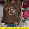 Cross-border Autumn Winter Softball Mom Letter Print Casual Loose Hoodie