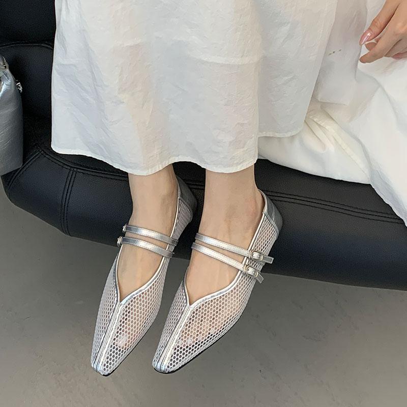 Fashion Female Buckle Strap Footwear Ladies Flats Mary Janes Lolita Shoes New In Summer Spring Fashion Mesh Women Flats With Shoes