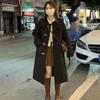 High-End Thickened Woolen Trench Coat with Horn Buttons Autumn Winter Mid-Length Outer Wear