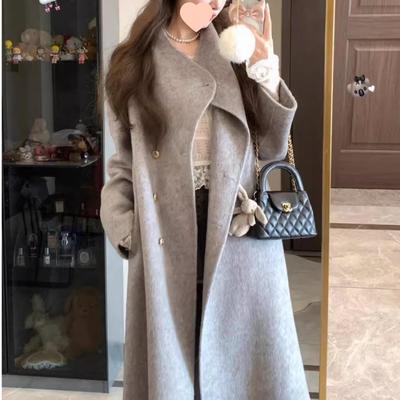 Top Korean-Style Women's Retro Wool Coat: Medium-Length, Thickened for Autumn/Winter