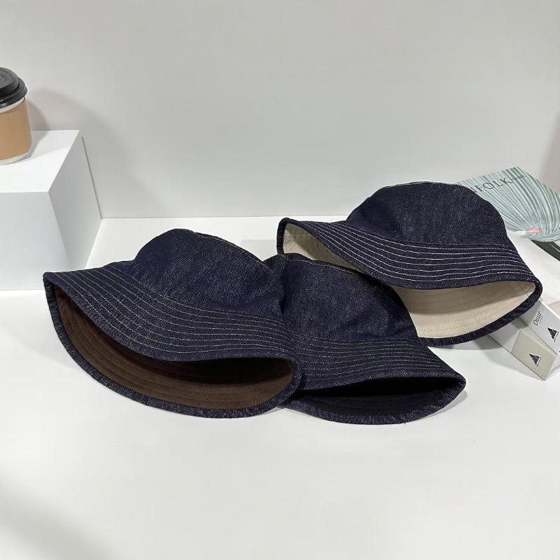Double-sided Denim Bucket Hat Light Board Sun Hat Women's Senior Sense of Vacation, Basin Hat Sun Protection, Sun Hat
