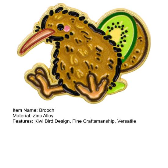 Artistic Textured Brooch Cartoon Kiwi Bird Design Zinc Alloy Brooch Pin Bag Sweater Suit Lapel Decorative Enamel Badge Versatile Accessory