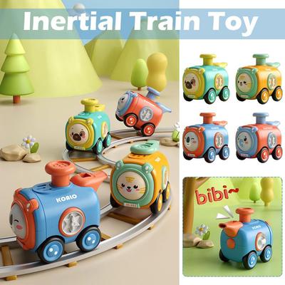 Inertia Toy Car Press Change Face With Whistle Small Train Toys Cartoon Resistant Boys Interact J8R4