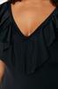 Women's Style Plus Size Swimsuit Black Deep V-Neck Flounced Throw Covered Swimsuit