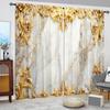2pcs Gold Inlaid Marble Printed Curtain for Home Decor - Rod Pocket Window Treatment for Bedroom   Office   Kitchen   Living Room