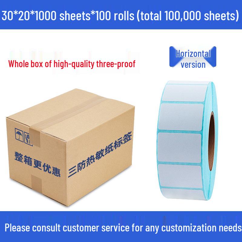 Durable Self-Adhesive Thermal Label Paper, 100x100mm, Blank Barcode Labels
