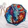 Stained Glass Dragon Wall Art Decor - Fantasy Animal Mural Painting for Home Office Living Room Bedroom Decoration Umbrella