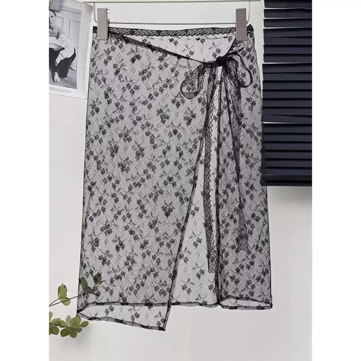 Корейская кружевная вышитая поясная повязка юбка из тюля с многослойным шарфом-аксессуаром