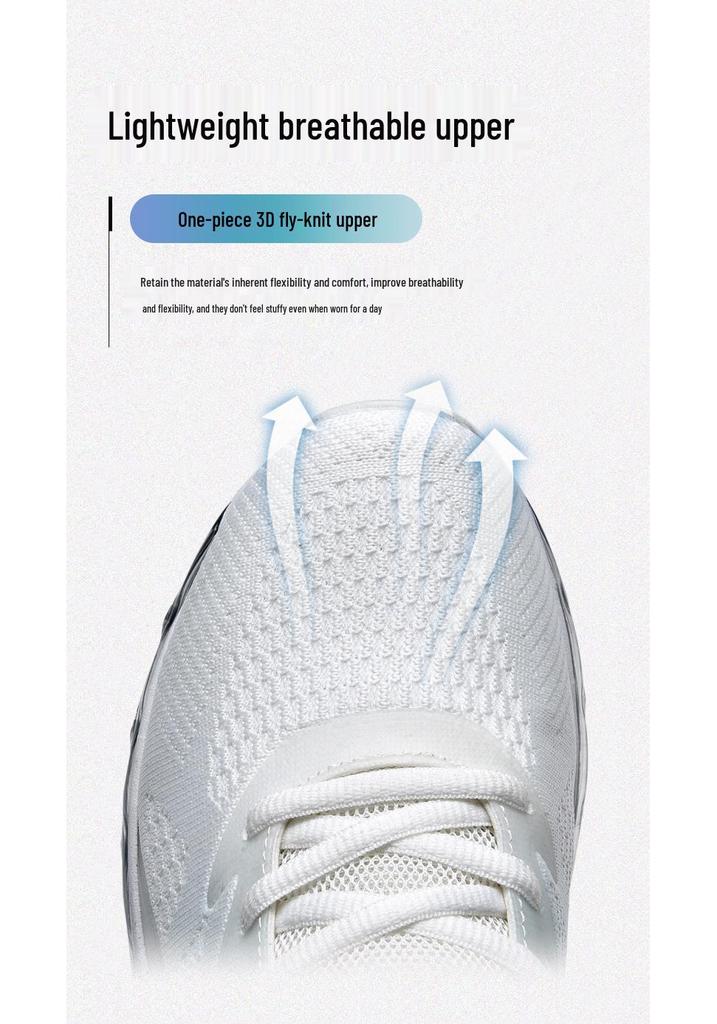 Men's Size 47-48 Fly Knit Breathable Running Shoes - Shock Absorption Sports Sneakers for Middle School Entrance Exam