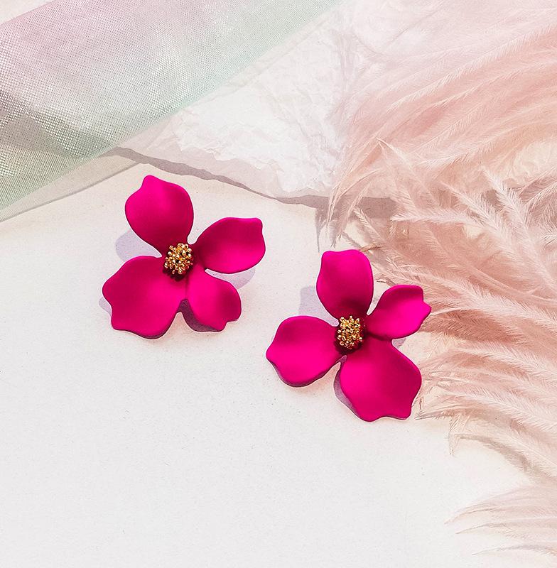 New Personality Temperament Sweet And Rotten Multicolor Three-dimensional Flower Earrings Fashion Wild Female Jewelry Gift