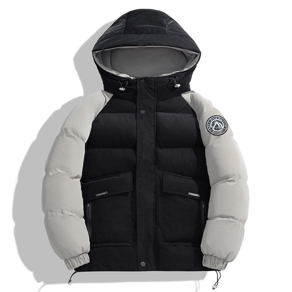 

Трендовая брендовая одежда с хлопковой набивкой, утолщенная и с цветными вставками, высококачественная одежда с хлопковой набивкой, зимние пальто, с капюшоном, большие карманы. 3XL чёрный