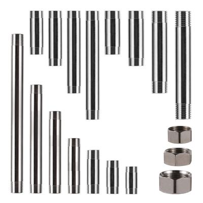 Stainless Steel 1/2" 3/4" 1" Male Thread Pipe Connector Female Thread End Cap 5-30cm Shower Rod Extension Tube Watering Fittings