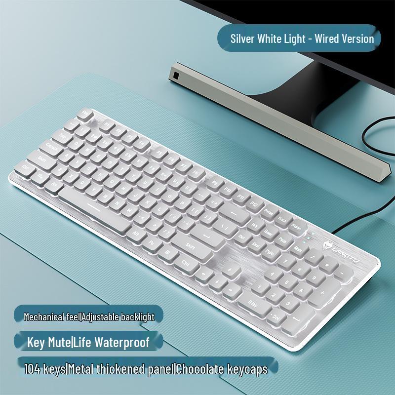 Langtu Wired Backlit Mechanical Keyboard for Office and Laptop Typing (Girls Edition)