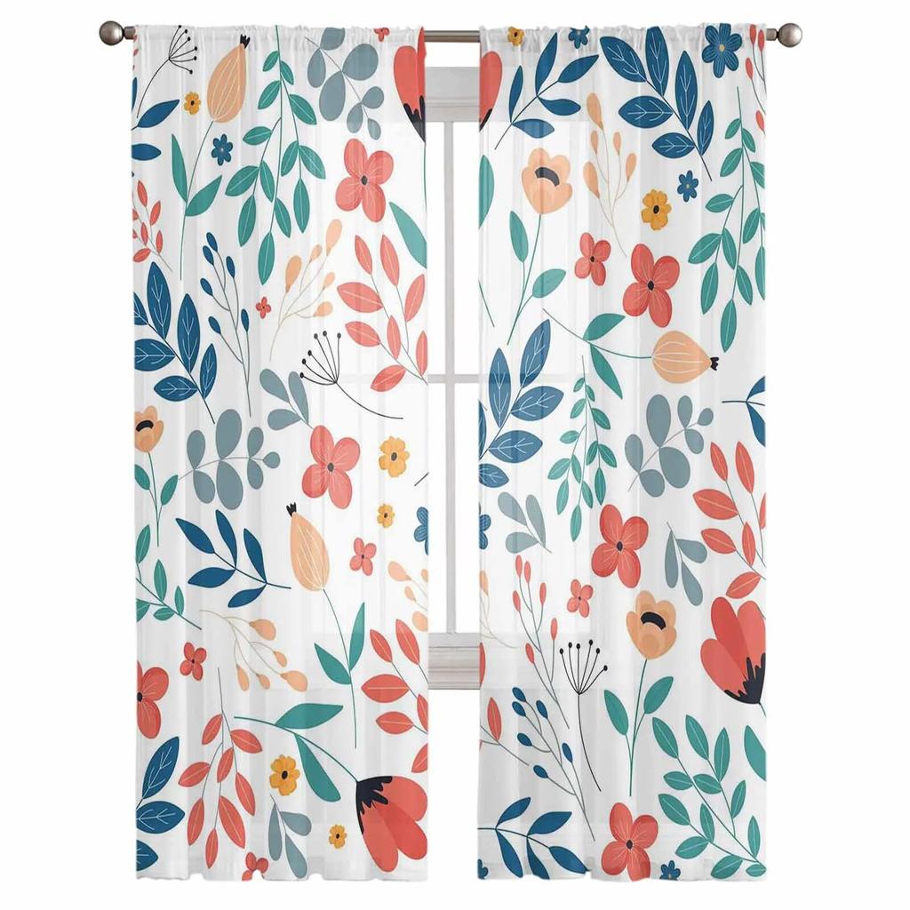 Ostern Frühling Blumen Vorhang Tüll dekorative transparente Vorhänge für Wohnzimmer Schlafzimmer Küche Hotel Home Fensterpaneele