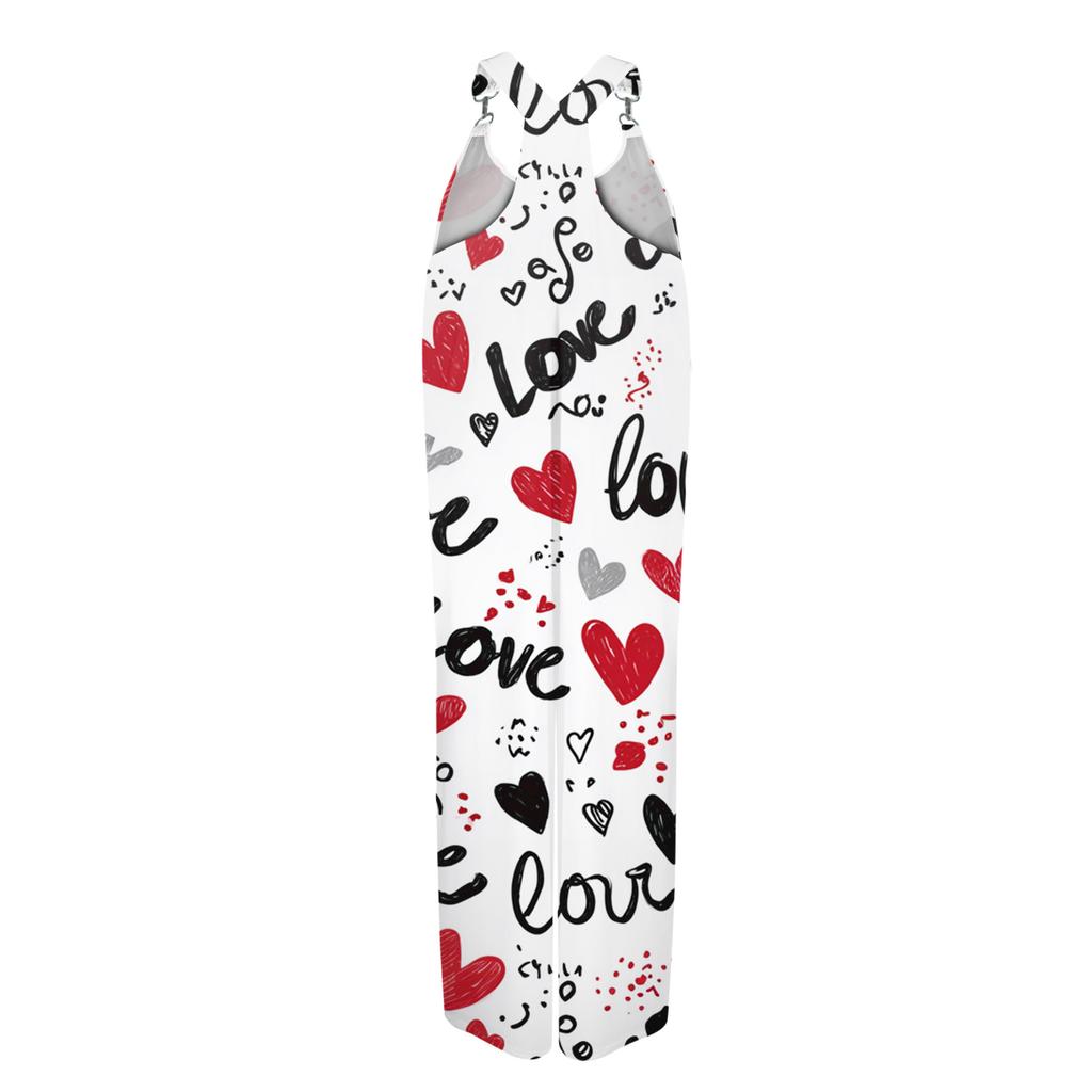 Women's  Overalls  Print Vintage Jumpsuit ,Non,Adjustable Straps,