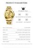OLEVS 6638 Montre Automatique de Luxe pour Homme Étanche Chronographe Lumineux Calendrier Montre-Bracelet Mécanique Dorée Originale