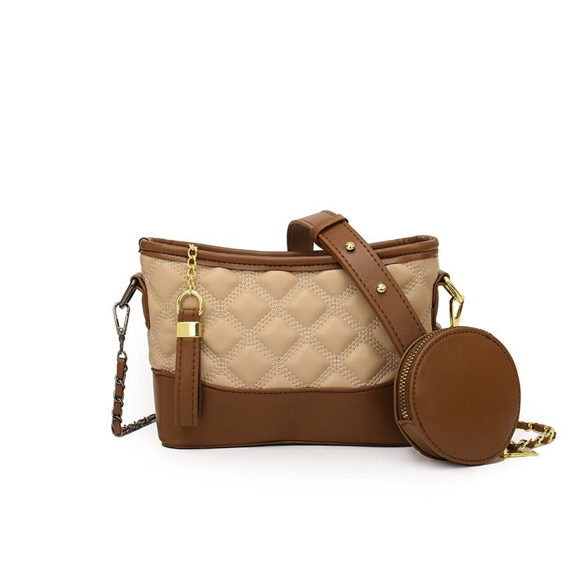 

Новая женская сумка Xiaoxiangfeng, модная ромбовидная вышивка нитью, универсальная премиальная сумка-ведро на цепочке, сумка на плечо, сумка-мессенджер хаки