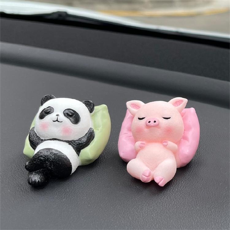 Enfeite de Decoração Animal de Desenho Animado Fofo Panda Dormindo Cachorro Porco Coelho Miniatura para Decoração de Mesa, Prateleiras ou Carro