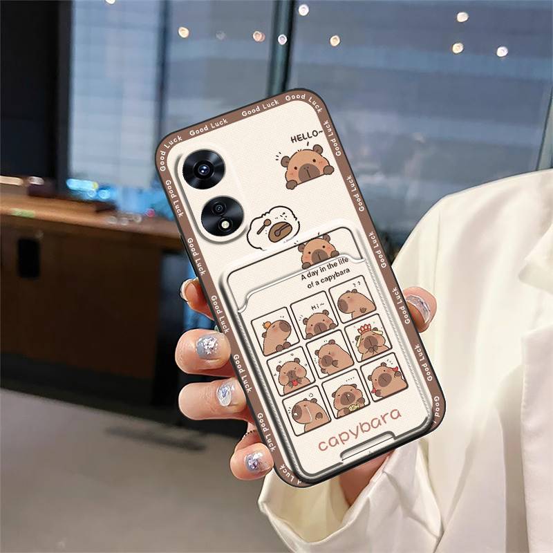 Fashion Design Card sleeve Phone Case For OPPO A97 5G Card slot Back Cover protective TPU Cartoon Durable Waterproof