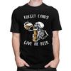 Custom Forget Candy Give Me Beer Halloween Skeleton Skull Tshirts for Men Short Sleeves  Tshirt Slim Fit Pure Cotton Tees