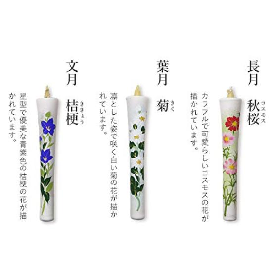 Daiyo Illustrated Candles, Floral Set B for the Twelve Months