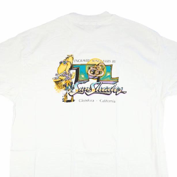 

Vintage Sunglasses 100% Cotton T-shirt Mens Tees Top Mens Size XL White 80s T&L Sun Shades Made In USA 3XL