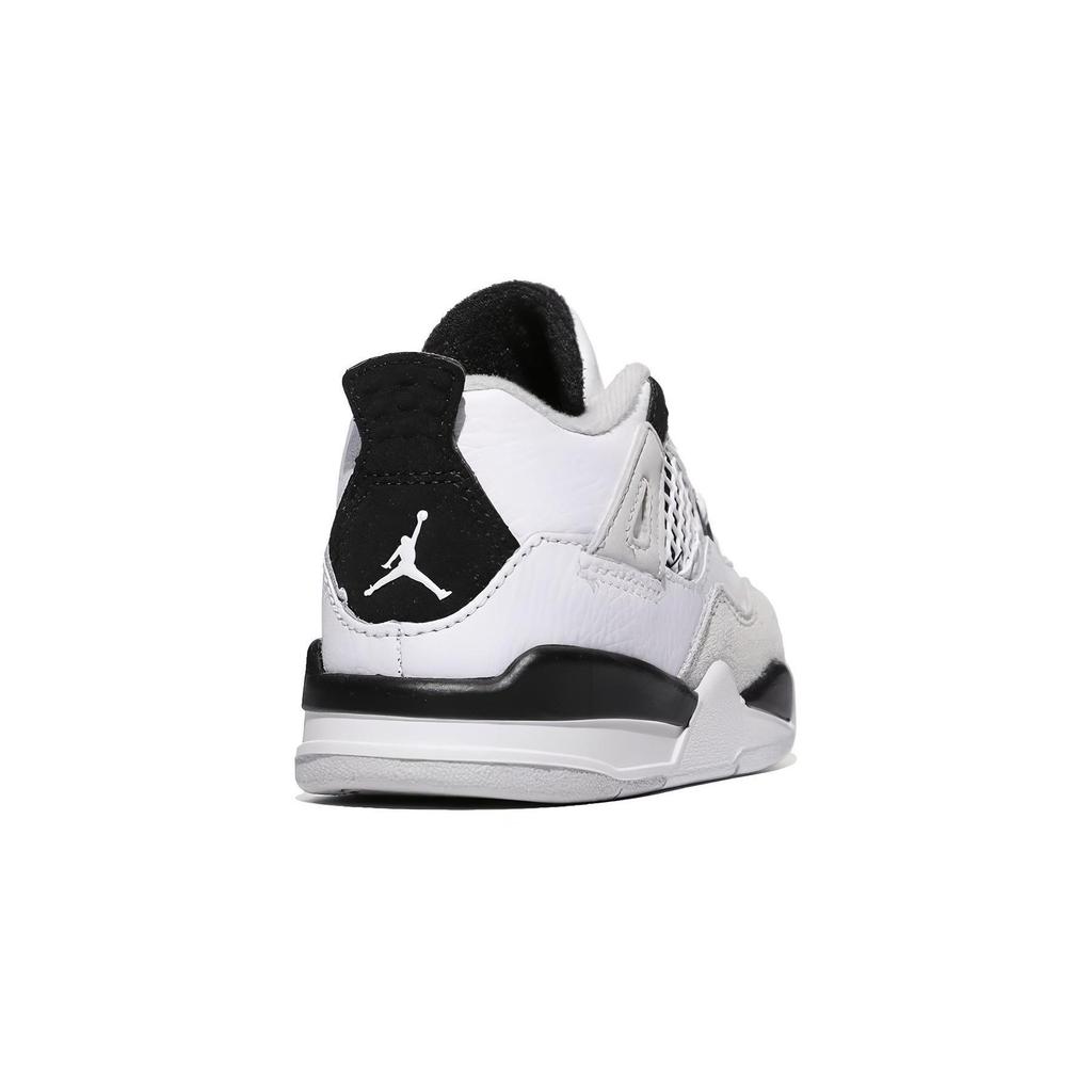 Air Jordan 4 Retro PS Military Schwarz Kinder Turnschuhe Weiß Neutral-Grau BQ7669-111