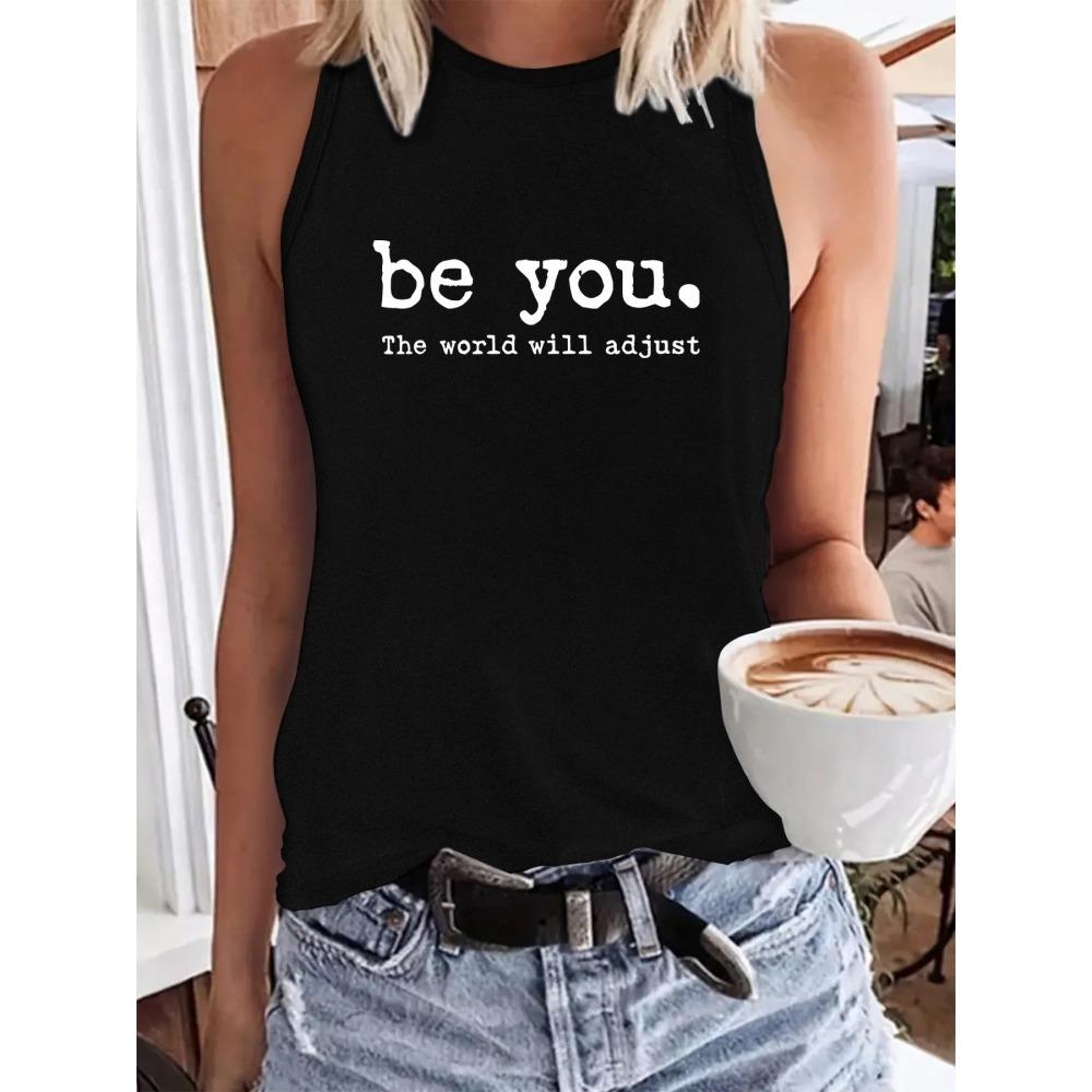 Summer Street Fashion Ladies Tank Top Cartoon Love Letter Print Women's Sleeveless T-shirt Everyday Urban Casual Ladies Tank Top