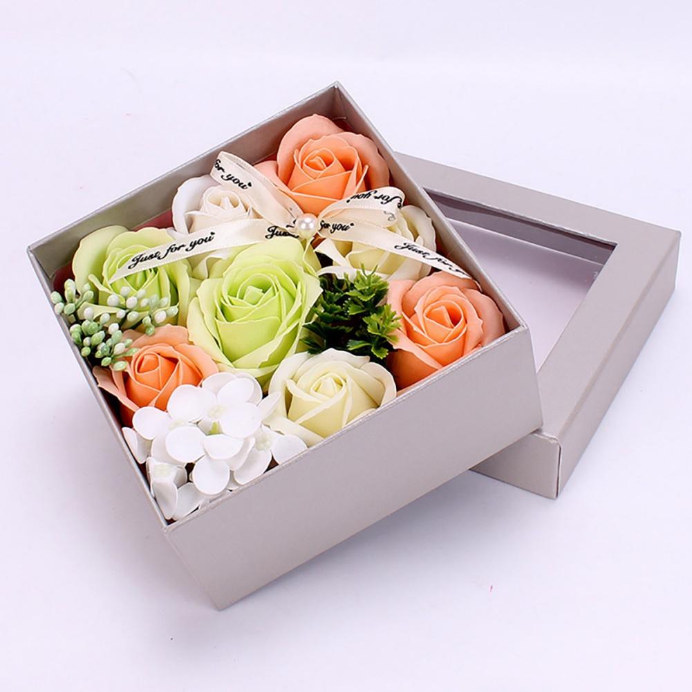 DIY Handmade Soap Flower Gift Box Artificial Scent Rose Carnation Flowers for Valentine Day Wedding Birthday Party Decoration