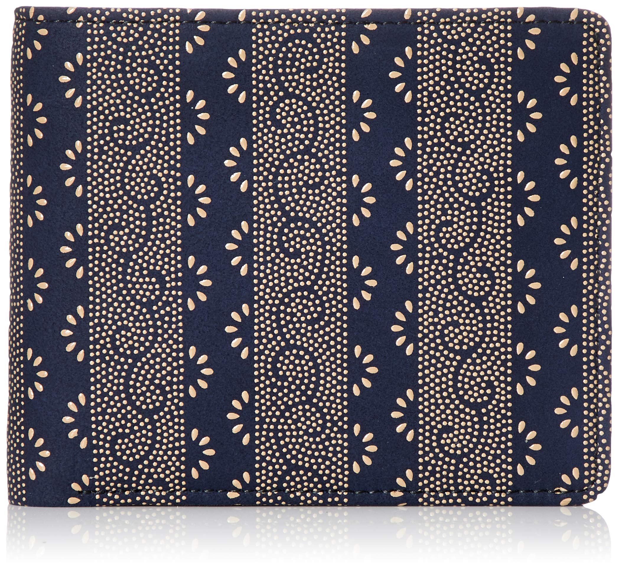 

[Инденя] Двухскладной кошелек с отделением для купюр J 2006-14-009 Темно-синяя оленья кожа с белым лаком и узором «Арабская вязь с когтями»