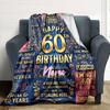 Happy 60Th Birthday Celebration Blanket Personalized Name Soft Warm And Versatile For Sofa Bed Office And Travel Machine Washable Comfortable In All