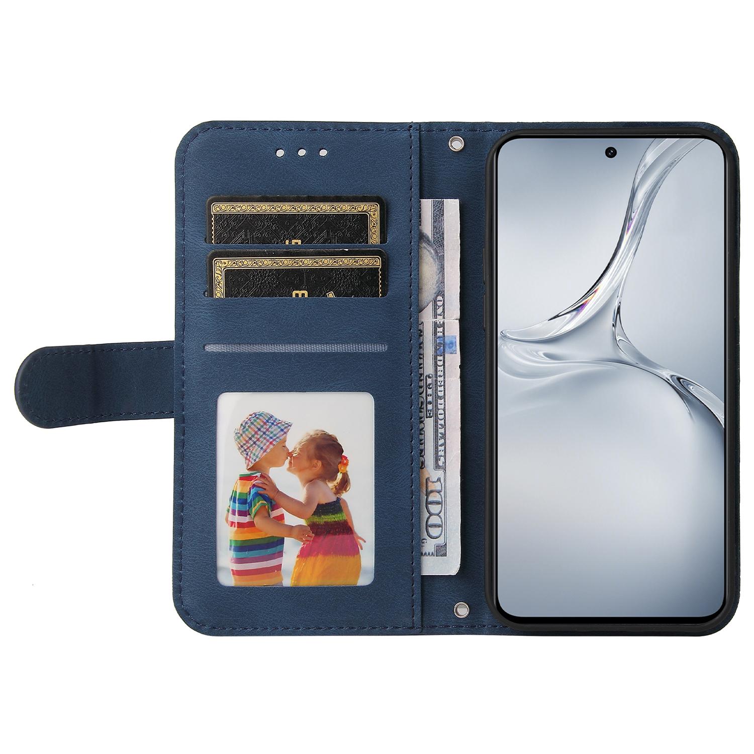

For OnePlus Nord CE4 Lite 5G/Oppo K12x 5G (China) Leather Wallet Cases Skin Touch Phone Cover Stand with Strap Blue