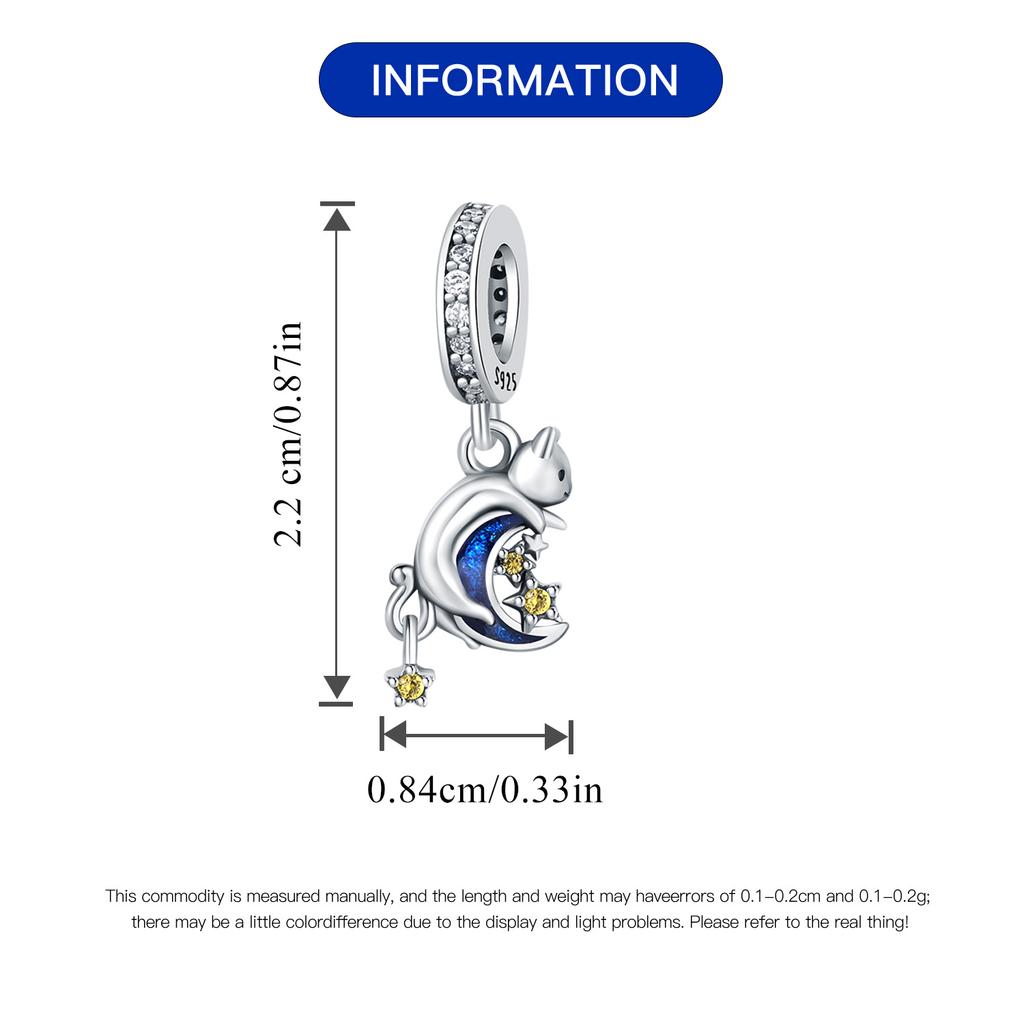 Bead Charms copper Charm Bead Charms Authentic Star Shape Moon Cat Charm Pendant Bead Charms Compatible With Bracelets Jewellery Diy Women Fine Gift A