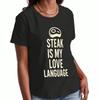 Steak Und Tacos Damen Baumwoll-T-Shirt, Premium Baumwoll-Grafik, Langlebig, Lässig & Modisch, Ich Mag Meins Gut Durch, Foodie T-Shirt, Perfekt Für Jeden Tag
