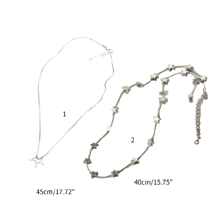 Personality Star Necklace Y2k Irregular Pentagrams Pendant Clavicle Chain Unique