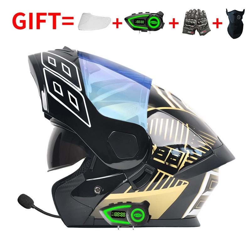 DOT Certified Full Face Motorcycle Helmet With Flip-Up Visor Dual Lens Bluetooth Compatible All Season Unisex