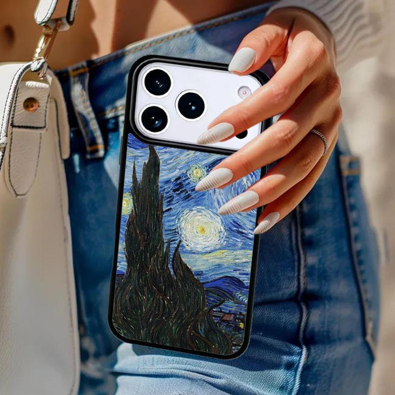 Paintings Starry Night Van Gogh Bumper Phone Case For iPhone 17 Air 14 15 13 12 Max Cover For Apple 16e 11 Pro Max Plus Coque
